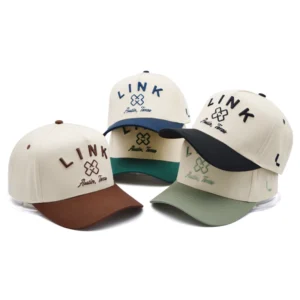 Wholesale American Embroidery Logo Mens 5 Panel 3 Tone Baseball Cap Hat