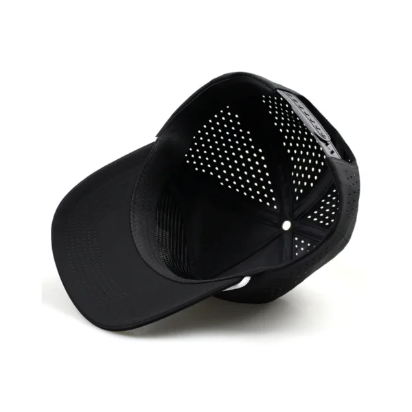 Nylon Solid Waterproof Laser Cut Hole Cap Hat Five 5 Panel Flat Brim  Waterproof 5 Panel Rope Hat - Image 2