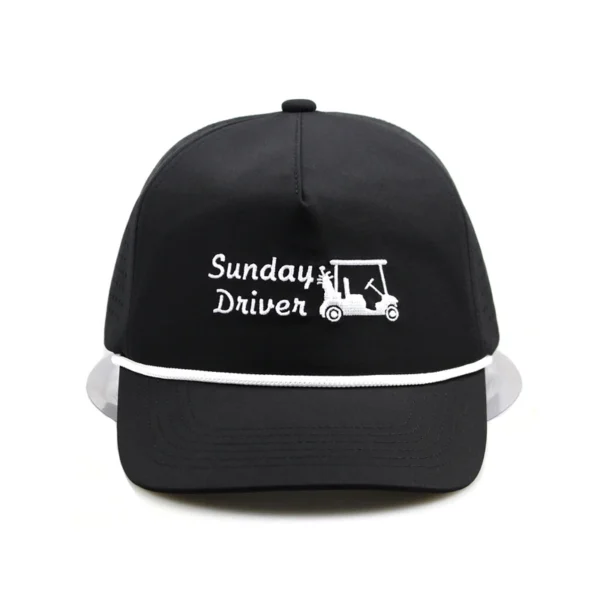 Nylon Solid Waterproof Laser Cut Hole Cap Hat Five 5 Panel Flat Brim  Waterproof 5 Panel Rope Hat - Image 4
