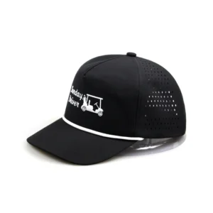Nylon Solid Waterproof Laser Cut Hole Cap Hat Five 5 Panel Flat Brim  Waterproof 5 Panel Rope Hat