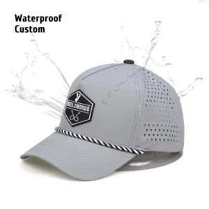Custom logo Rubber Patch Logo Golf Gorras Baseball Hat Nylon Performance Sport Cap Women 5 Panel Hydro Waterproof Hats for Men