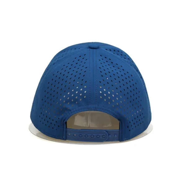 Custom Men High Quality 6 Panel Rubber Logo Performance Waterproof Laser Cut Perforated Blank  Baseball Cap Hat - Image 3